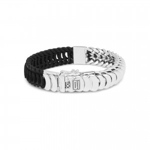 Bracelet à perles Silver Lockit, argent et cordon en polyester noir -  Catégories de luxe, Joaillerie Q05729
