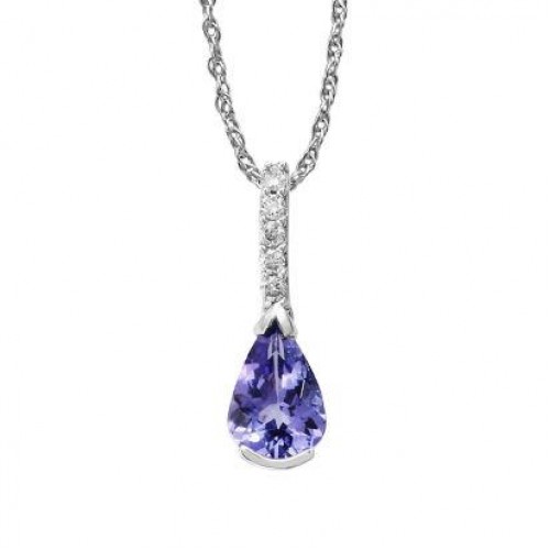 Pendantif 14kt or blanc avec tanzanite